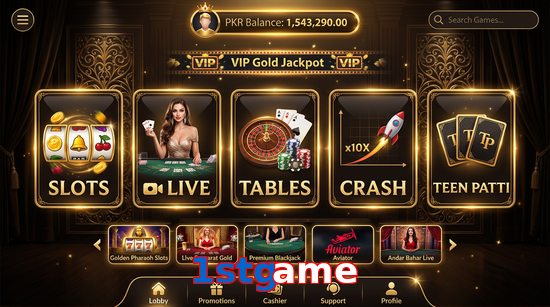 Main screen of 1Stgame casino page for PK players